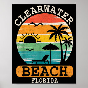 Affiche Plage de Clearwater Floride Coucher de soleil trop