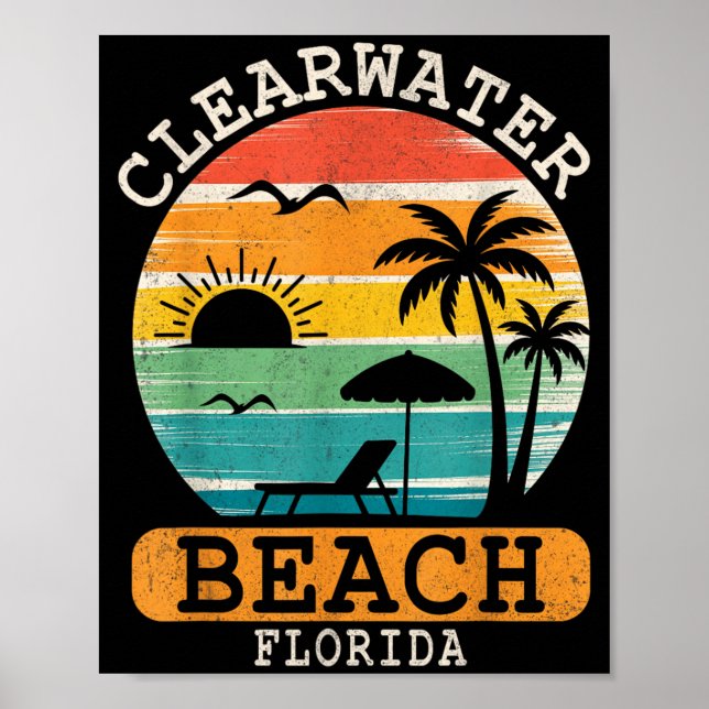 Affiche Plage de Clearwater Floride Coucher de soleil trop (Devant)