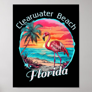 Affiche Plage de Clearwater Floride Plage Flamant Tropical