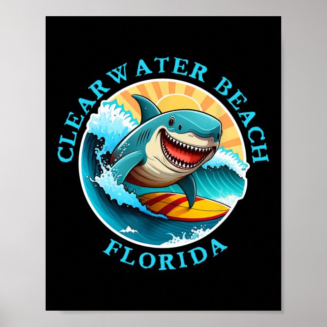Affiche Plage de Clearwater Floride Surfant heureux Souven (Devant)