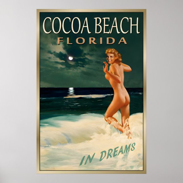 Affiche PLAGE DE COCOA Floride -Nouvelle Marilyn Monroe or (Devant)