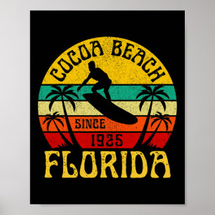 Affiche Plage de Cocoa Floride Surfant Surfeur Océan Vinta