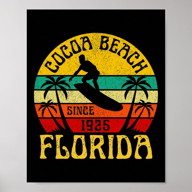 Affiche Plage de Cocoa Floride Surfant Surfeur Océan Vinta (Devant)