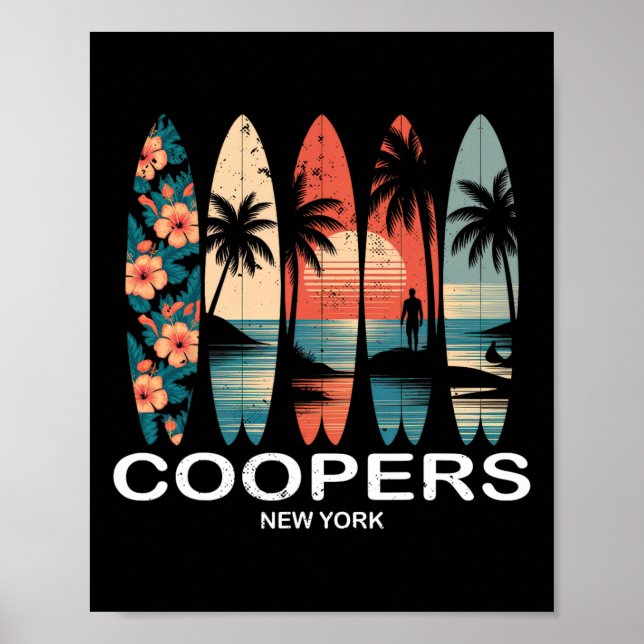 Affiche Plage de Coopers New York Planche de surf Rétro _2 (Devant)