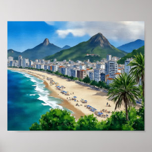 Affiche Plage de Copacabana Rio Brazi