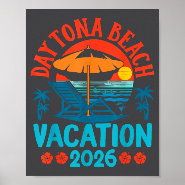 Affiche Plage de Daytona Floride 2026 Vacances familiales  (Devant)