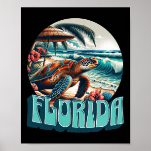 Affiche Plage de Floride Surf Surf Océan Vintage Usa Flori