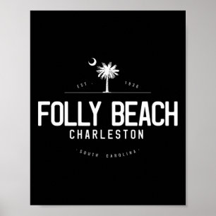 Affiche Plage de Folly Beach Caroline du Sud Surf 
