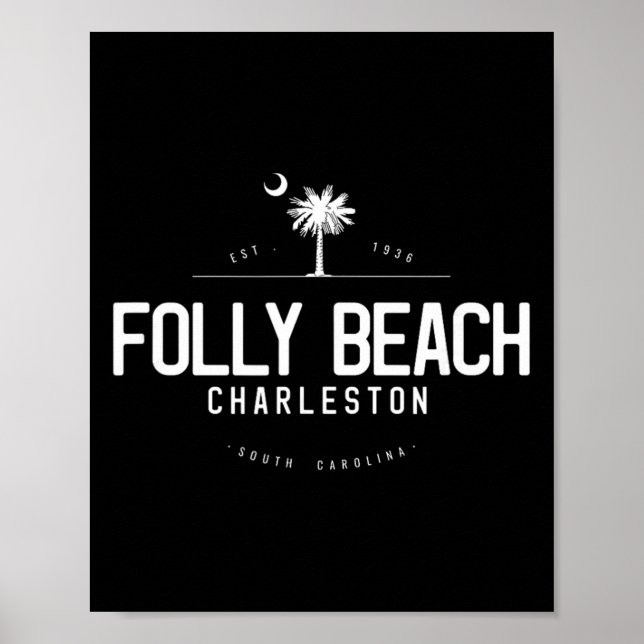 Affiche Plage de Folly Beach Caroline du Sud Surf  (Devant)