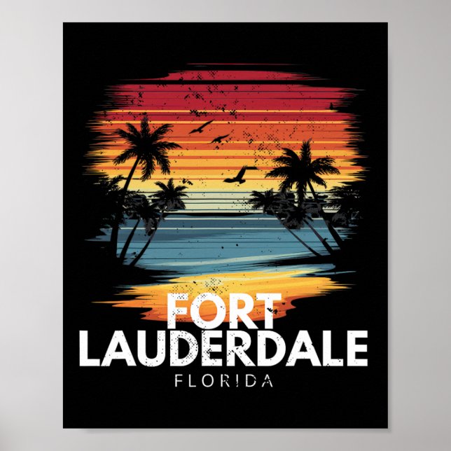 Affiche Plage de Fort Lauderdale Floride Surfboard Surfing (Devant)