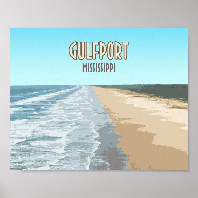 Affiche Plage de Gulfport Mississippi (Devant)
