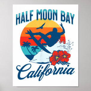Affiche Plage de Half Moon Y Californie Surf Vacances d'ét