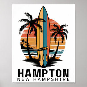 Affiche Plage de Hampton New Hampshire Surf Surfiste