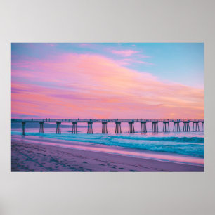 AFFICHE PLAGE DE HERMOSA, LA CALIFORNIE, ETATS-UNIS