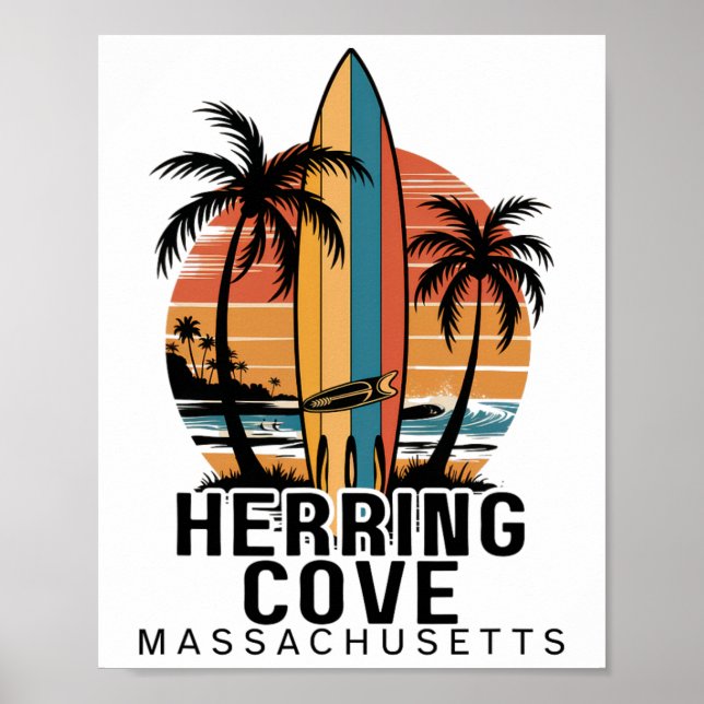 Affiche Plage de Herring Cove Machusetts Surfant Surfeur _ (Devant)