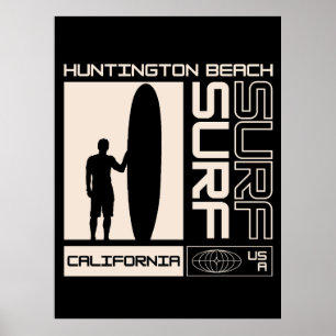 Affiche Plage de Huntington Beach Californie États-Unis Su