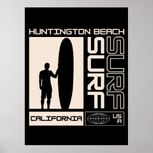 Affiche Plage de Huntington Beach Californie États-Unis Su