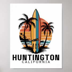 Affiche Plage de Huntington Beach Californie Surfant Surfe