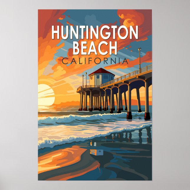 Affiche Plage de Huntington Beach Californie Voyage Art Vi (Devant)
