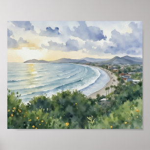 Affiche Plage de Jaco Costa Rica Aquarelle