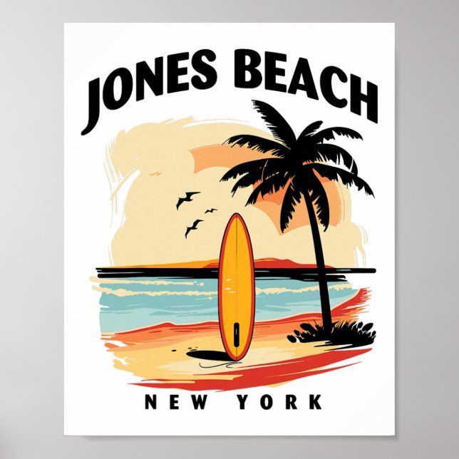 Affiche Plage de Jones New York Planche de surf Surfant Ho (Devant)