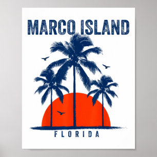 Affiche Plage de l'île Marco Floride Océan Surf Planche de