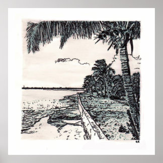 Affiche Plage de Lochabar, Long Island, Bahamas