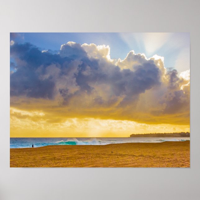 Affiche Plage de Lumahai, Kauai, Hawaï (Devant)
