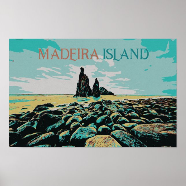 Affiche Plage de Madeira Island ribeira da Janela, Portuga (Devant)