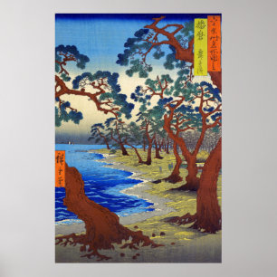 Affiche Plage de Maiko Province de Harima Utagawa Hiroshig