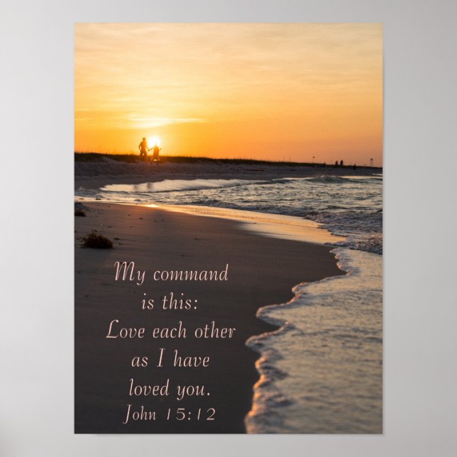 Affiche Plage De Marche En Couple À Sunrise John 15 12 (Devant)