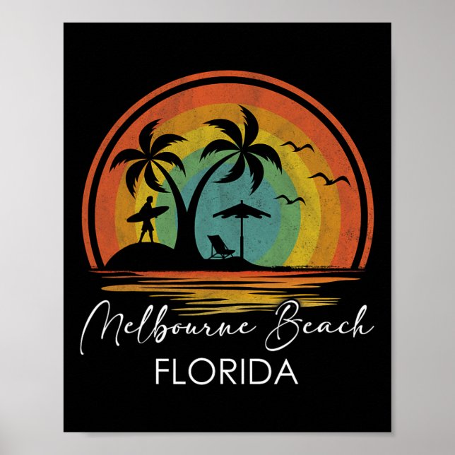 Affiche Plage de Melbourne Floride Vacances d'été Tropical (Devant)