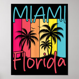 Affiche Plage de Miami Floride Coucher de soleil tropical