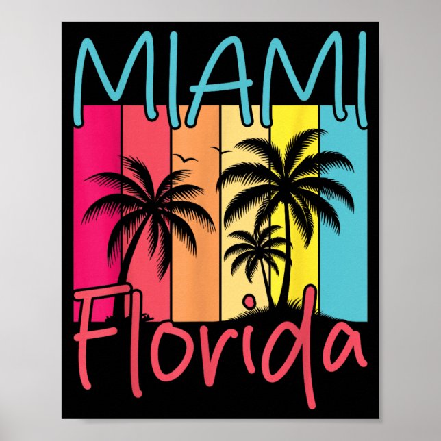 Affiche Plage de Miami Floride Coucher de soleil tropical  (Devant)