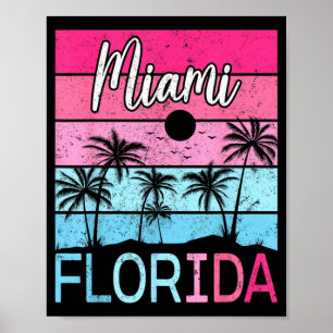 Affiche Plage de Miami Floride Drôle Vintage Coucher de so
