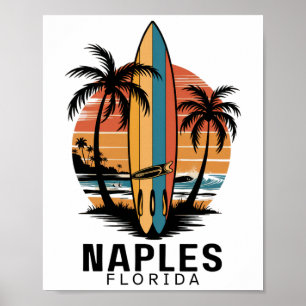 Affiche Plage de Naples Floride Surfant Surfeur _1