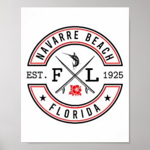 Affiche Plage de Navarre Floride Fl Rétro Surfeur Devant l