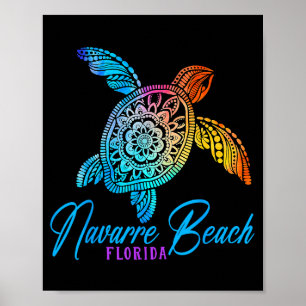 Affiche Plage de Navarre Tie Dye Tortue de mer Floride Vac