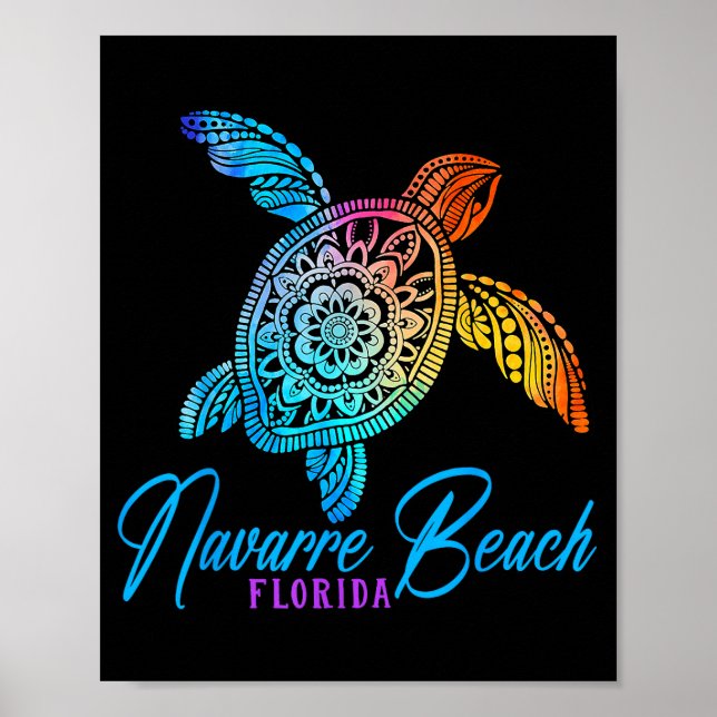 Affiche Plage de Navarre Tie Dye Tortue de mer Floride Vac (Devant)