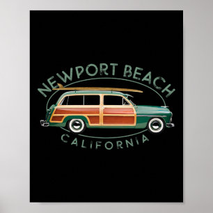 Affiche Plage de Newport Beach Californie Surf vintage 