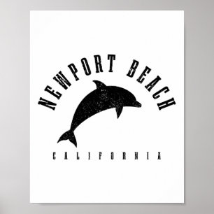 Affiche Plage de Newport Californie Ca Dauphin vintage Vac