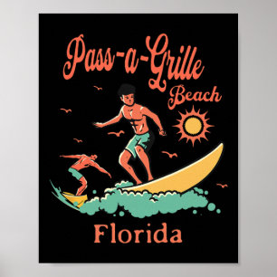 Affiche Plage de P-a-grille Floride Surfeur Surf Pêche