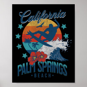 Affiche Plage de Palm Springs Californie Surf Vintage Vaca