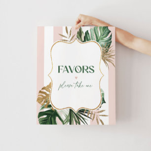 Affiche Plage de palmiers à rayures roses préférées, prene