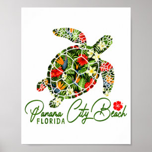Affiche Plage de Panama City Floride Tortue de mer Tropica