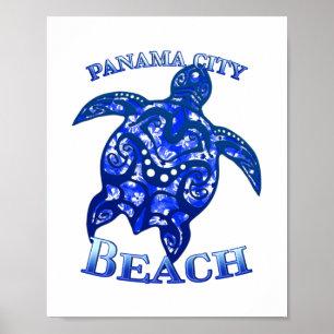 Affiche Plage de Panama City Floride Vacances Tortue Triba