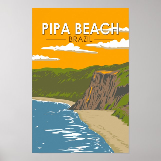 Affiche Plage de Pipa Brésil Voyage Art Vintage (Devant)