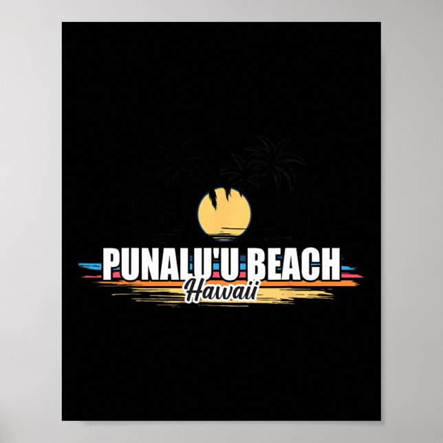 Affiche Plage de Punalu'u Hawaï Plage de surf rétro pour h (Devant)