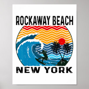 Affiche Plage de Rockaway New York Surfing Planche de surf