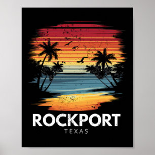 Affiche Plage de Rockport Texas Surfboard Surf Vintage